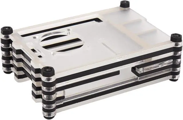 Main image of Acrylic Transparent / Clear & Black Case Cover for Raspberry-Pi 4 Model B, with Cooling Fan for Raspberry-Pi 4B