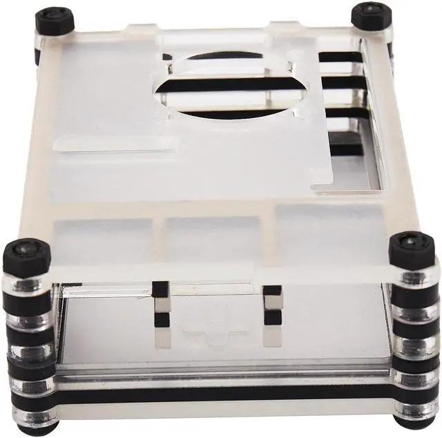 Alt view image 4 of 6 - Acrylic Transparent / Clear & Black Case Cover for Raspberry-Pi 4 Model B, with Cooling Fan for Raspberry-Pi 4B