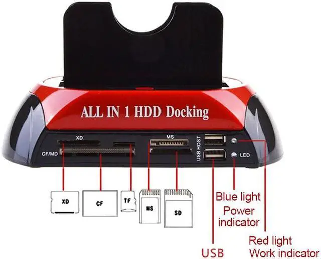 Alt view image 5 of 6 - HDD Docking Station with Multi Card Reader Slot for HDD Enclosure 2.5/3.5 inch SATA/IDE Hard Drive Docking Station