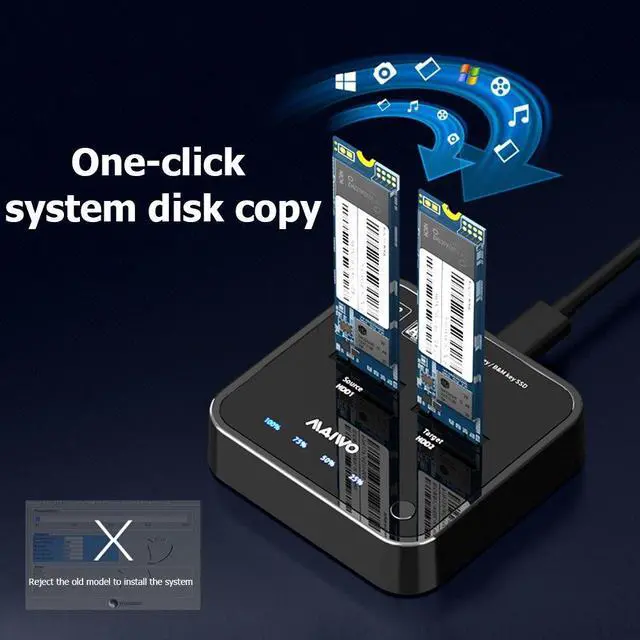 Alt view image 4 of 6 - USB 3.1 Type C Hard Drive Docking Offline Clone M.2 SSD Station SATA NVME Dual Bay External Dock(EU NGFF)