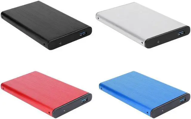 Alt view image 5 of 6 - External HDD SSD Enclosure Tool Free 2.5 Hard Drive Case SATA III II I to USB3.0 HDD Case with USB Cable Pouch New (Silver)