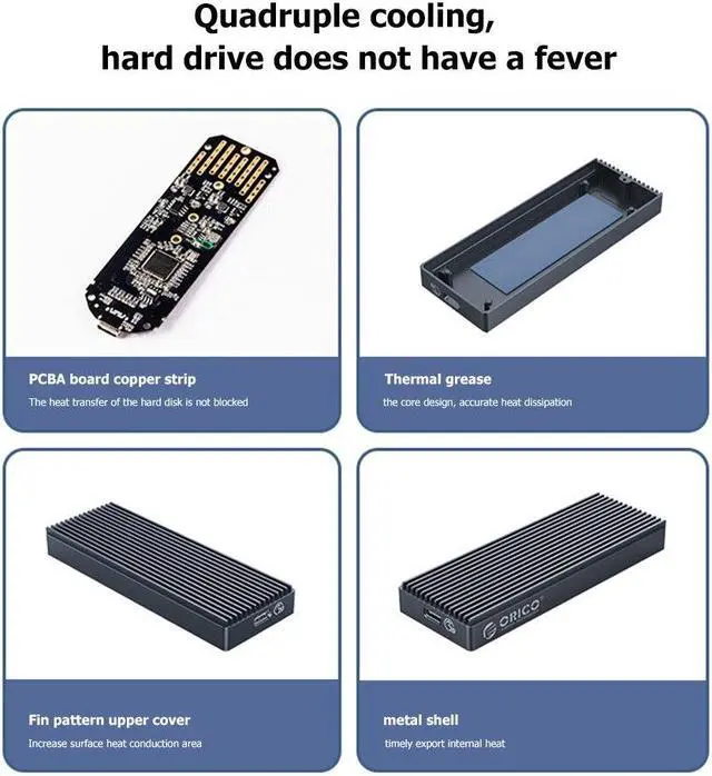 Alt view image 4 of 6 - USB 3.2 Type-C Mobile SSD External Case 20Gbps High Speed M.2 NVMe M Key B+M Key Solid State Drive Enclosure