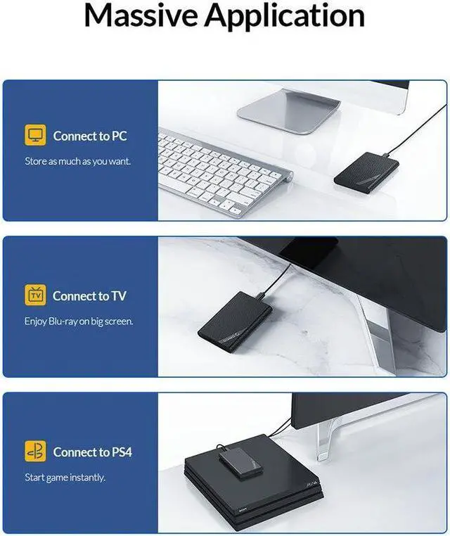 Alt view image 6 of 6 - 2.5 inch SATA to USB 3.1 Gen 1 Type C 5Gbps External HDD SSD Enclosure  for 7mm 9.5mm 2.5 inch HDD SSD Smart Sleep(USB C to USB A)