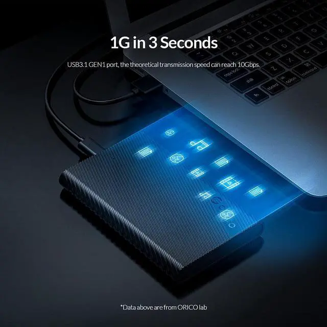 Alt view image 5 of 6 - 2.5 inch SATA to USB 3.1 Gen 1 Type C 5Gbps External HDD SSD Enclosure  for 7mm 9.5mm 2.5 inch HDD SSD Smart Sleep(USB C to USB A)