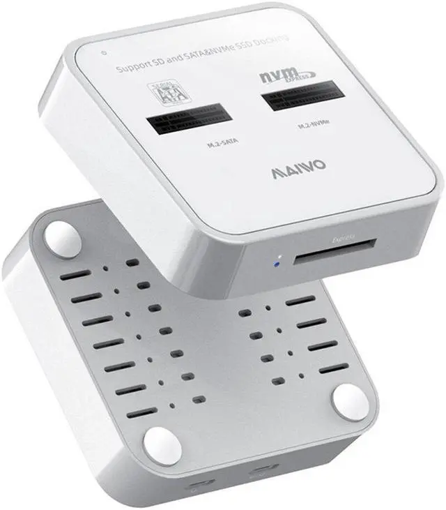 Alt view image 2 of 6 - K3016SD Dual M.2 SSD Docking Bay 10Gbps SATA/NVMe SD Card Reader Station Solid State Drive Enclosure Case Holder Adapter(US)