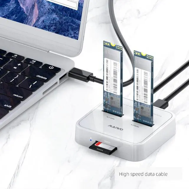 Alt view image 3 of 6 - K3016SD Dual M.2 SSD Docking Bay 10Gbps SATA/NVMe SD Card Reader Station Solid State Drive Enclosure Case Holder Adapter(US)