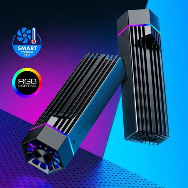 Alt view image 2 of 6 - RGB External Adapter M.2 NVME PCI-E To USB3.1 Gen2 Type-C JMS583 10Gbps SSD Case Box Aluminum Alloy High Speed for M Key/B M Key