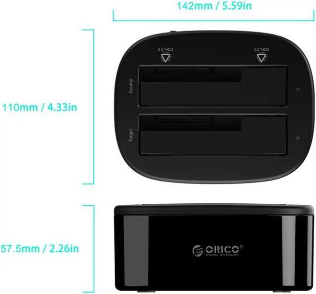 Alt view image 6 of 6 - 6228US3USB 3.0 to SATA Dual Bay External Hard Drive Docking Station for 2.5 3.5 inch HDD SSD Duplicator Cloner Function(EU Plug)