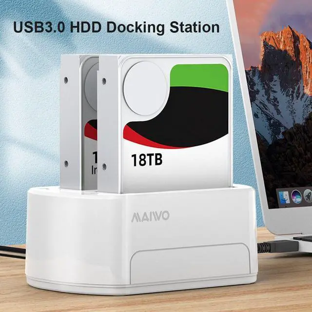 Alt view image 2 of 6 - Dual Bay HDD Docking Station USB 3.0 High Speed HDD Clone Docking Station for 2.5/3.5 Inch SSD HDD Enclosure