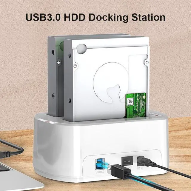 Alt view image 5 of 6 - Dual Bay HDD Docking Station USB 3.0 High Speed HDD Clone Docking Station for 2.5/3.5 Inch SSD HDD Enclosure
