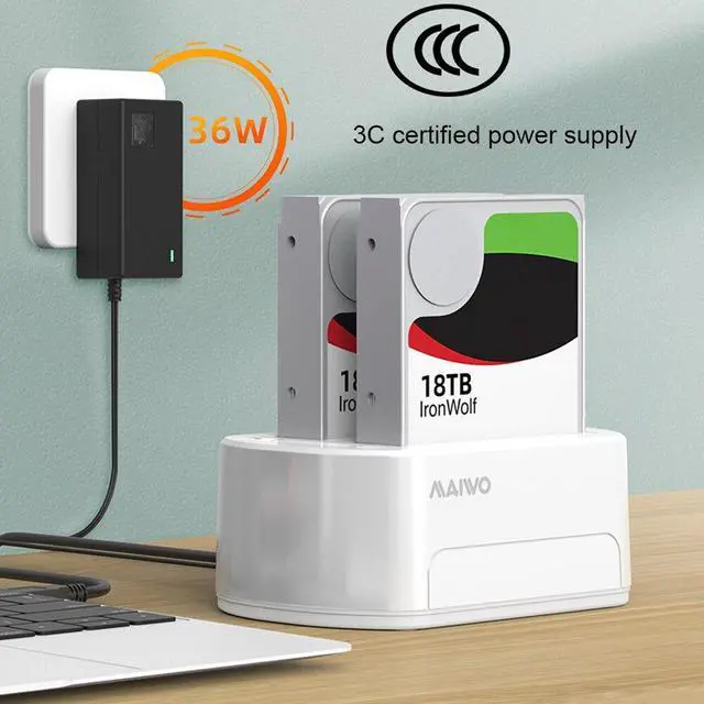 Alt view image 6 of 6 - Dual Bay HDD Docking Station USB 3.0 High Speed HDD Clone Docking Station for 2.5/3.5 Inch SSD HDD Enclosure