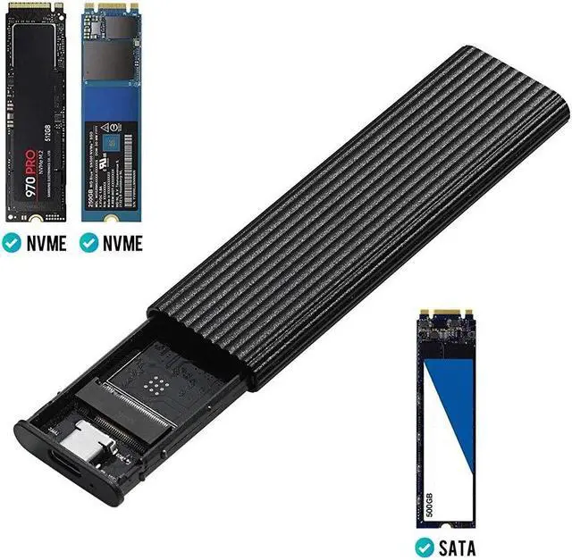Alt view image 4 of 6 - M.2 SSD to USB 3.1 Enclosure M.2 NVME PCIE/NGFF SATA NVME Case Kit with OTG Adapter 10Gbps Dual Protocol Type-C Box(Silver)