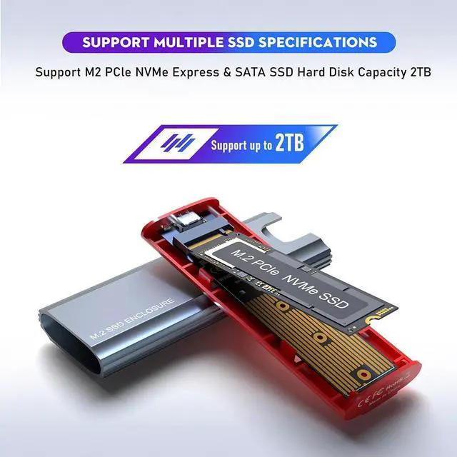 Alt view image 2 of 6 - Dual Protocol M2 Ssd Case M.2 To USB Type C Nvme Enclosure Mobile Hard Disk Box Accessories For Nvme Pcie Ngff Sata M/b Key SSd(Black C-C OTG)
