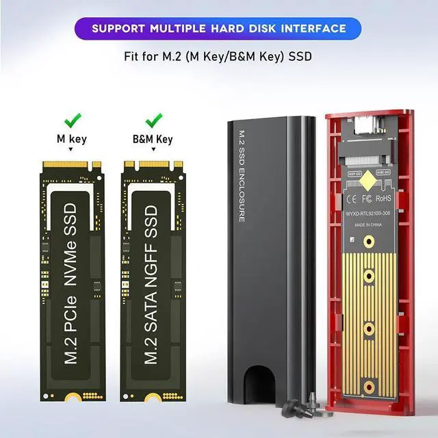 Alt view image 5 of 6 - Dual Protocol M2 Ssd Case M.2 To USB Type C Nvme Enclosure Mobile Hard Disk Box Accessories For Nvme Pcie Ngff Sata M/b Key SSd(Black C-C OTG)