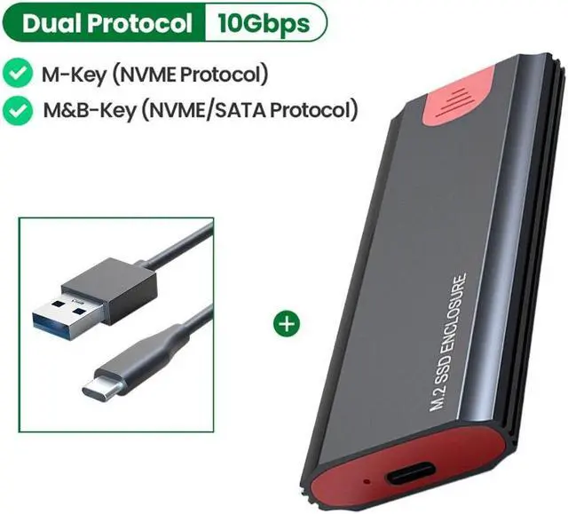 Alt view image 4 of 6 - Dual Protocol M2 Ssd Case M.2 To USB Type C Hard Drive Enclosure Mobile Hard Disk Box 2tb for Nvme Pcie Ngff Sata M/b Key Ssd(Grey C-C Cable)