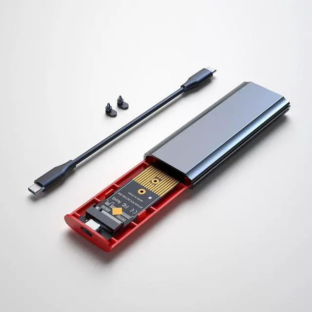 Alt view image 6 of 6 - Dual Protocol M2 Ssd Case M.2 To USB Type C Hard Drive Enclosure Mobile Hard Disk Box 2tb for Nvme Pcie Ngff Sata M/b Key Ssd(Grey C-C Cable)