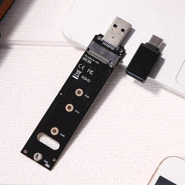 Alt view image 4 of 6 - NVMe to USB Adapter RTL9210 Chip M.2 PCIe M Key HDD Case with USB Cable Pouch New SSD to to USB 3.1 Type A Reader(Without Adapter)
