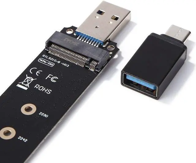 Alt view image 6 of 6 - NVMe to USB Adapter RTL9210 Chip M.2 PCIe M Key HDD Case with USB Cable Pouch New SSD to to USB 3.1 Type A Reader(Without Adapter)