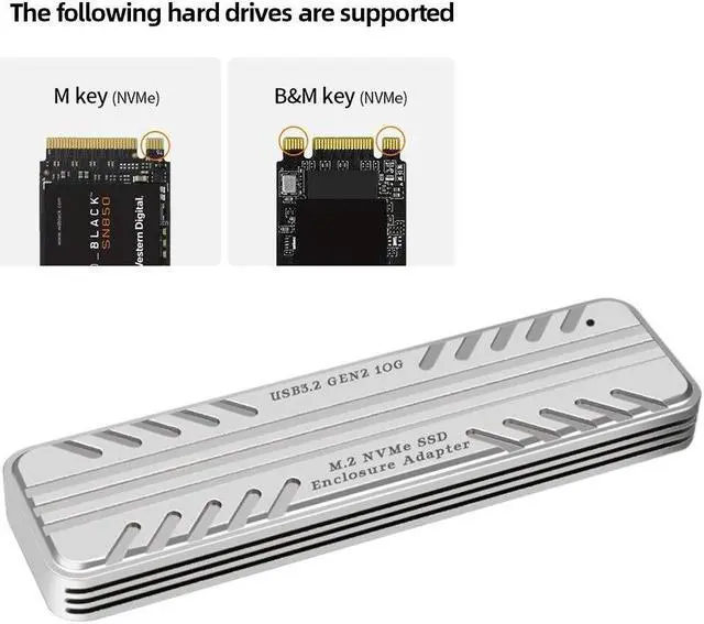Main image of M.2 NVMe Solid State Drive External Enclosure 10Gbps External Hard Disk USB 3.2 Gen2 HDD Storage Box for SSD 2230/2242/2260/2280
