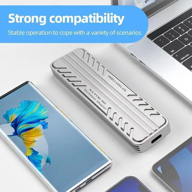 Alt view image 2 of 6 - M.2 NVMe Solid State Drive External Enclosure 10Gbps External Hard Disk USB 3.2 Gen2 HDD Storage Box for SSD 2230/2242/2260/2280
