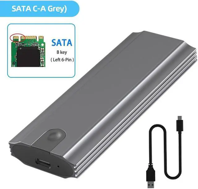 Alt view image 4 of 6 - M.2 SSD Enclosure SATA3.0 6Gbps NVMe/NGFF Mobile HDD Case Heat Dissipation Compatible with 2230 2242 2260 2280 SSD Plug and Play(SATA C-A Grey)