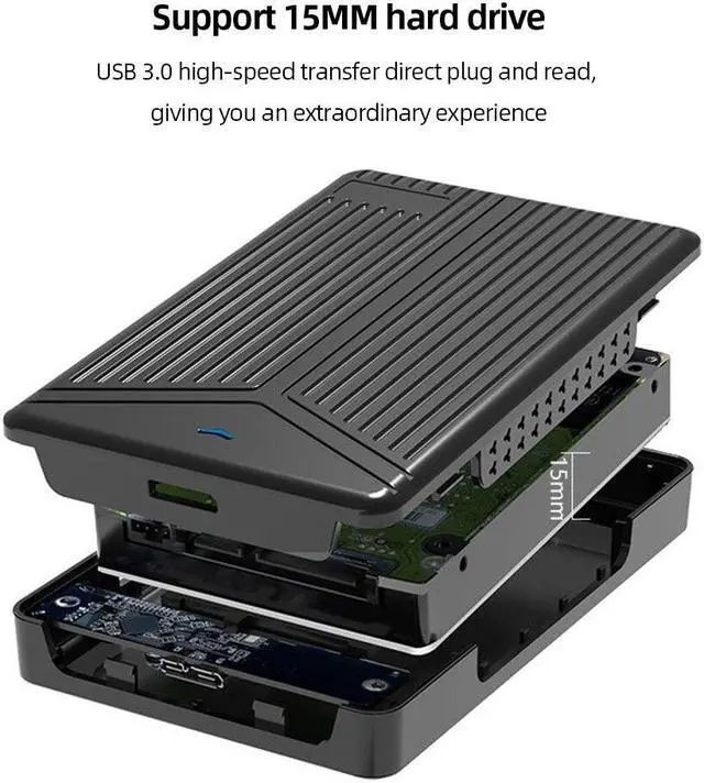 Alt view image 3 of 6 - 2.5 Inch SATA HDD Enclosure 5Gbps Hard Drive Enclosure USB3.0 3.1 Interface Up To 6TB with Data Cable for Windows/Mac OS/Linux(USB3.0)