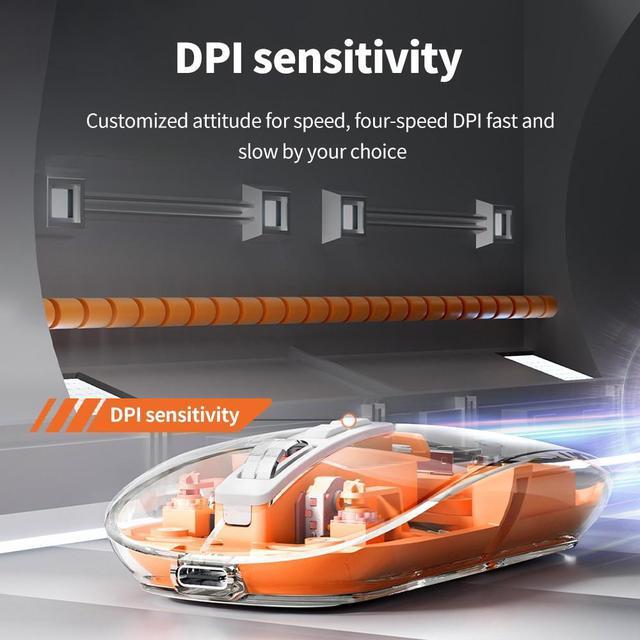 Alt view image 2 of 6 - Transparent Gaming Mouse Bluetooth Wireless Mouse with RGB Light Rechargeable Mouse for PC Gamer Notebook Laptop Accessories(Green)