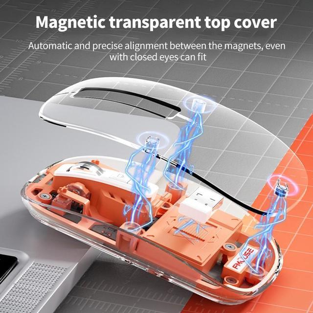 Alt view image 3 of 6 - Transparent Gaming Mouse Bluetooth Wireless Mouse with RGB Light Rechargeable Mouse for PC Gamer Notebook Laptop Accessories(Green)