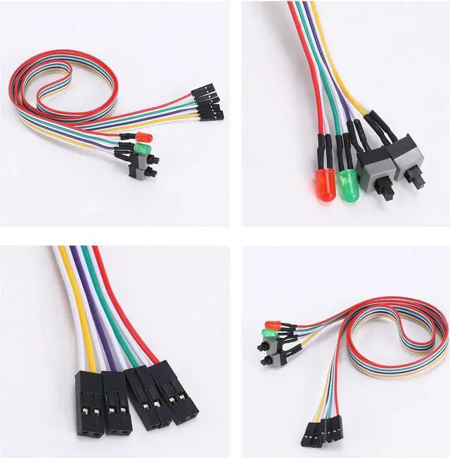 Alt view image 6 of 6 - ATX PC Computer Motherboard Power Cord 2 Switch On With LED Light On/Off/Reset