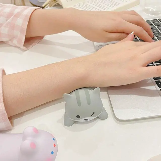Alt view image 6 of 6 - Cute Wrist Rest Support for Mouse Computer Laptop Arm Rest for Desk Ergonomic Slow Rising Squishy Toys, Grey-Cat