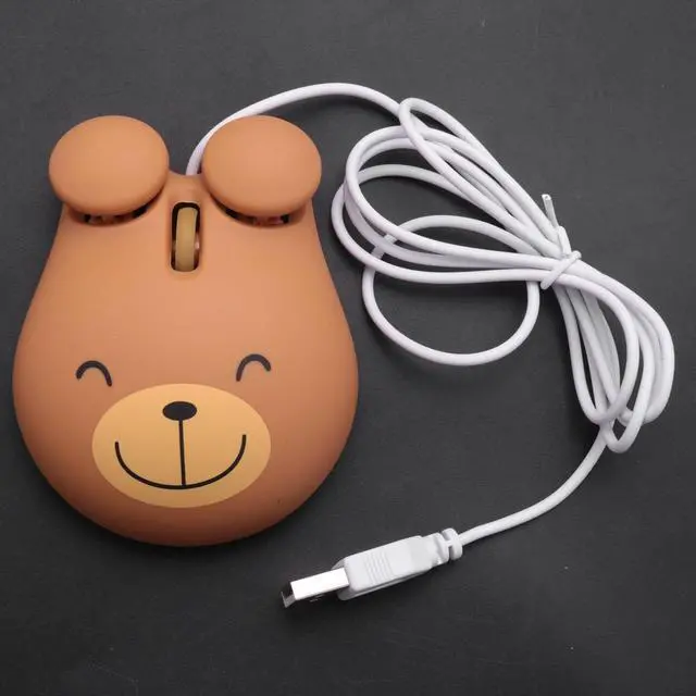 Alt view image 6 of 6 - 1000 Dpi Wired Optical Gaming Mouse Cute Bear Animal Mouse Usb For Pc Laptop Game Console Brown Plastic