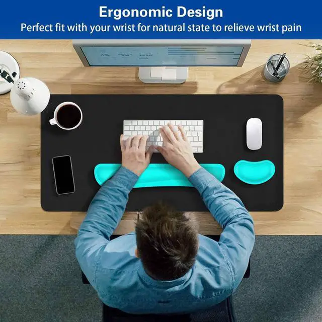 Alt view image 3 of 6 - Keyboard Wrist Rest,Memory Foam Mouse Wrist Rest, Ergonomic Keyboard Wrist Rest PU Leather Support Pad