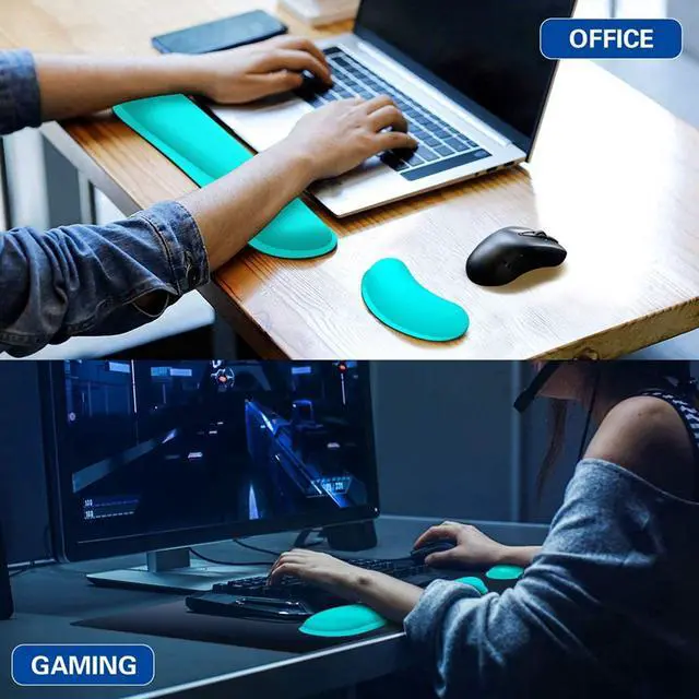 Alt view image 2 of 6 - Keyboard Wrist Rest,Memory Foam Mouse Wrist Rest, Ergonomic Keyboard Wrist Rest PU Leather Support Pad