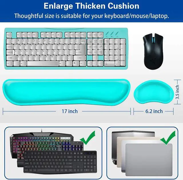 Alt view image 5 of 6 - Keyboard Wrist Rest,Memory Foam Mouse Wrist Rest, Ergonomic Keyboard Wrist Rest PU Leather Support Pad