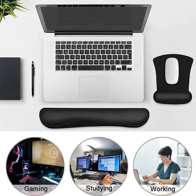 Alt view image 2 of 6 - Keyboard Wrist Rest and Mouse Pad, Ergonomic Mouse Pad Wrist Support, Non Slip Keyboard Wrist Support for Office