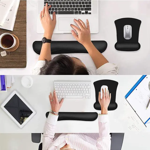 Alt view image 4 of 6 - Keyboard Wrist Rest and Mouse Pad, Ergonomic Mouse Pad Wrist Support, Non Slip Keyboard Wrist Support for Office