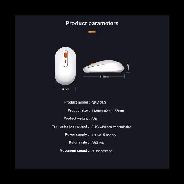 Alt view image 6 of 6 - For Orange Pi Wireless Mouse 2.4G Transmission USB Receiver Gaming Mouse for Orange Pi 800 Keyboard for Desktop Computer