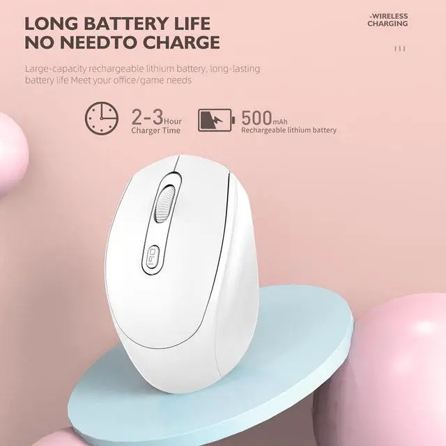 Alt view image 4 of 6 - M107 Dual Mode Rechargeable Mouse 2.4G Wireless Mouse Mute Notebook Desktop Computer Office Mouse USB Optical Mice White