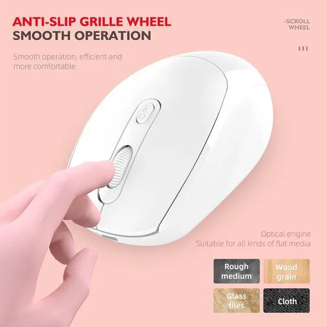 Alt view image 6 of 6 - M107 Dual Mode Rechargeable Mouse 2.4G Wireless Mouse Mute Notebook Desktop Computer Office Mouse USB Optical Mice White