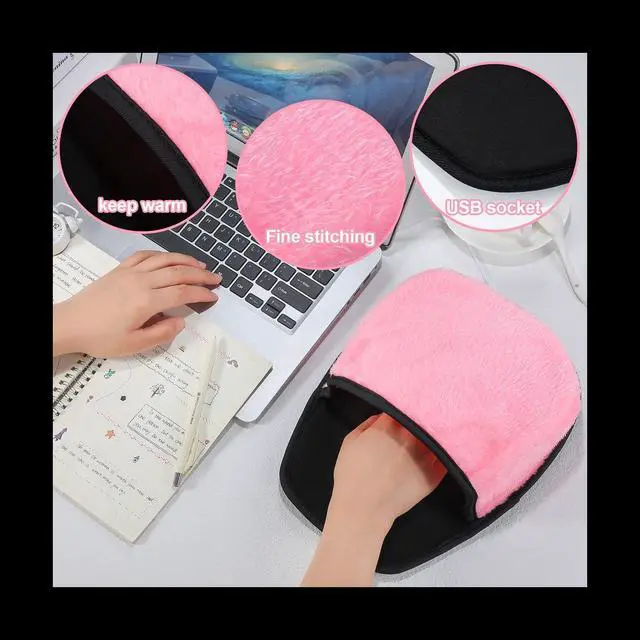 Alt view image 2 of 6 - Heated Mouse Pad USB Heating Mouse Mats Winter Hand Warm Mousepad for Computer Laptop Mice Pads Accessories 2Pcs Pink