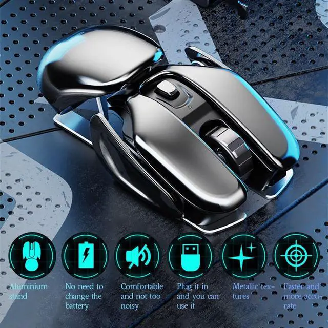 Alt view image 5 of 6 - 2.4G Rechargeable Wireless Mouse 1600DPI Mouse 6 Buttons for PC Laptop Computer Gaming Office Home Waterproof Mouse