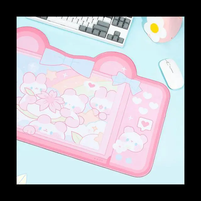 Alt view image 4 of 6 - Pink Mouse Pad Large Gaming Mouse Pad, Waterproof Easy Clean,Non-Slip Base Long Office Desk Mat for Office Gaming