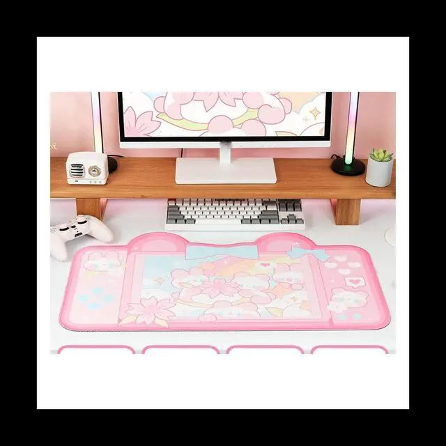 Alt view image 2 of 6 - Pink Mouse Pad Large Gaming Mouse Pad, Waterproof Easy Clean,Non-Slip Base Long Office Desk Mat for Office Gaming