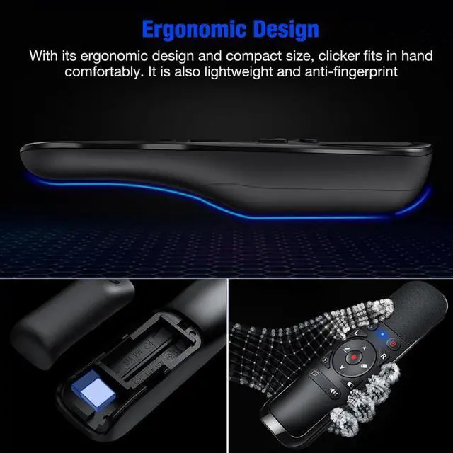 Alt view image 3 of 6 - 2.4G Wireless Presenter Pointer USB Presentation Remote Control with Air Mouse for Powerpoint Mac/Laptop/Computer