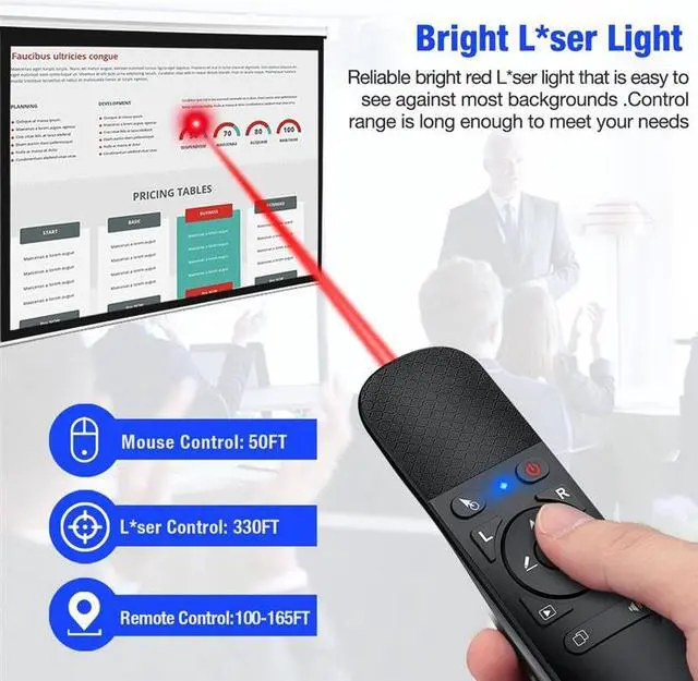 Alt view image 6 of 6 - 2.4G Wireless Presenter Pointer USB Presentation Remote Control with Air Mouse for Powerpoint Mac/Laptop/Computer