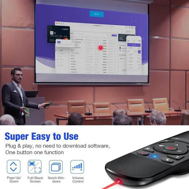 Alt view image 5 of 6 - 2.4G Wireless Presenter Pointer USB Presentation Remote Control with Air Mouse for Powerpoint Mac/Laptop/Computer