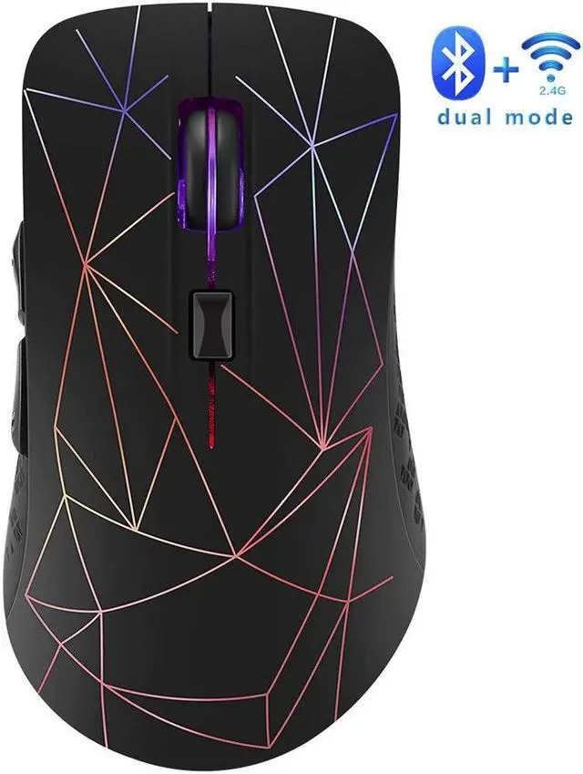 Alt view image 2 of 6 - Bluetooth Wireless Mouse 1600 DPI Dual Mode 2 in 1 Cordless Bluetooth 5.0 + 2.4Ghz Mouse Rechargeable Gaming Mouse