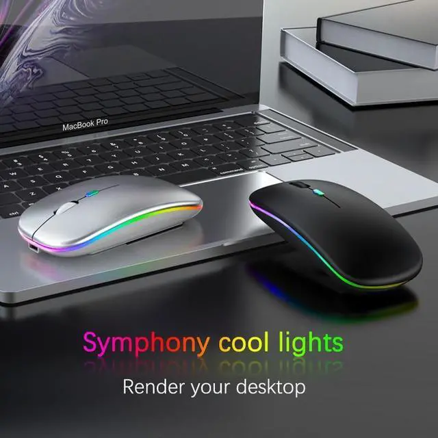 Alt view image 6 of 6 - Rechargeable Bluetooth Wireless Mouse with 2.4GHz USB RGB 1600DPI Mouse for Computer Laptop Tablet PC Macbook Gaming Mouse Gamer(Dual Mode Wireless)