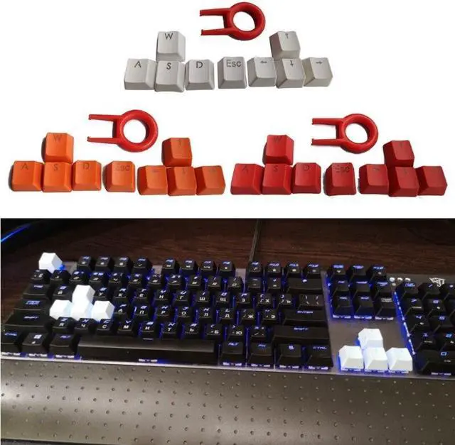 Alt view image 2 of 6 - 9 Keys PBT Backlit Keycaps WASD/ESC/Direction With Key Cap Puller For MX Switches Mechanical Keyboard White