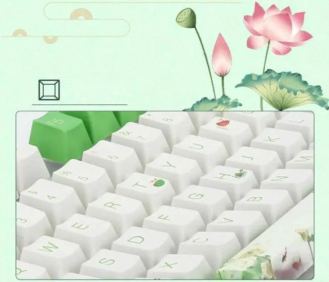 Alt view image 3 of 6 - 108 Keys Lotus Flower Keycap OEM Height PBT Keycaps Set for 61/64/68/75/84/87/96